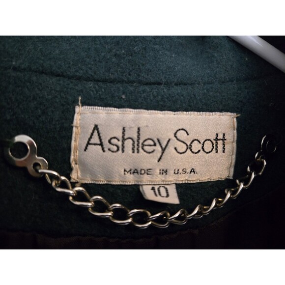 VTG Ashley Scott Coat Womens 10 Green Wool Long Overcoat Old Money Quiet Luxury - Picture 4 of 8